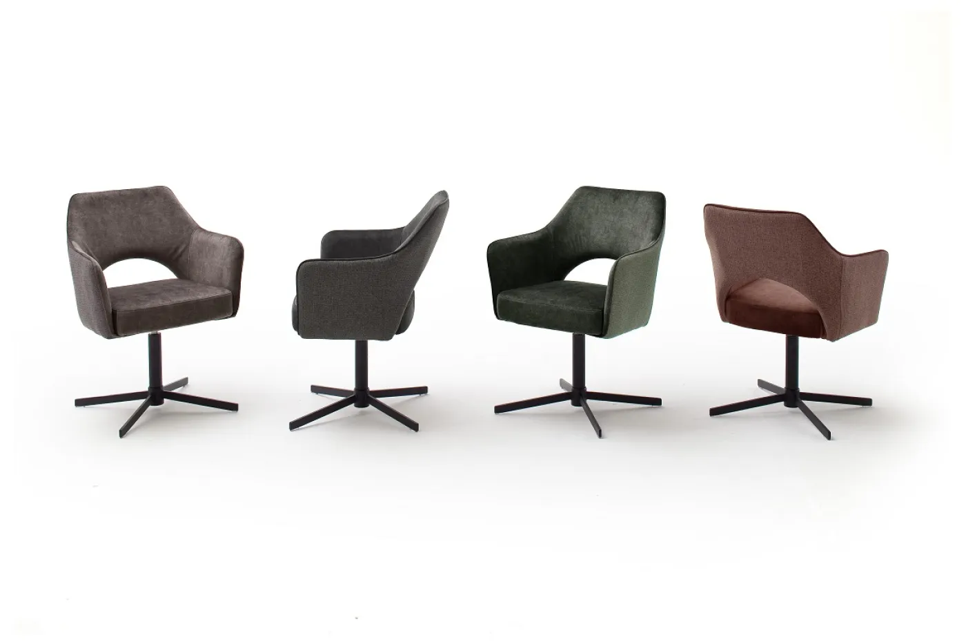 2er Set Stuhl Valletta mit Armlehnen | Kreuzfuß | olive