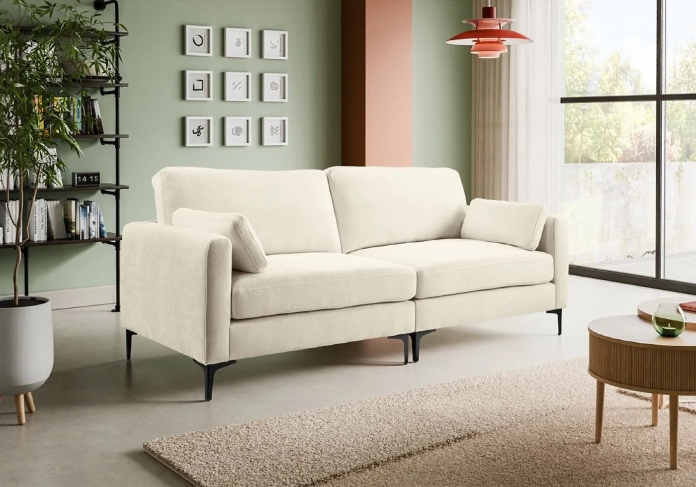 3,5-Sitzer Polstersofa Venti | 225cm | Webstoff | Creme