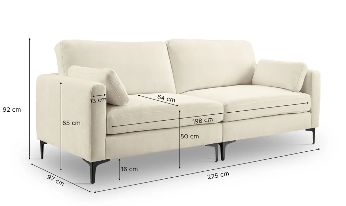 3,5-Sitzer Polstersofa Venti | 225cm | Webstoff | Creme