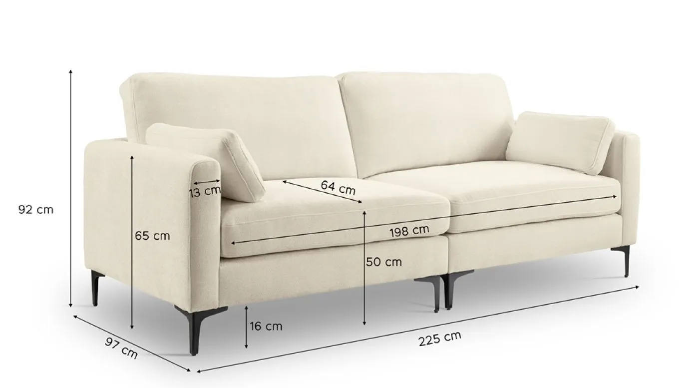 3,5-Sitzer Polstersofa Venti | 225cm | Webstoff | Creme