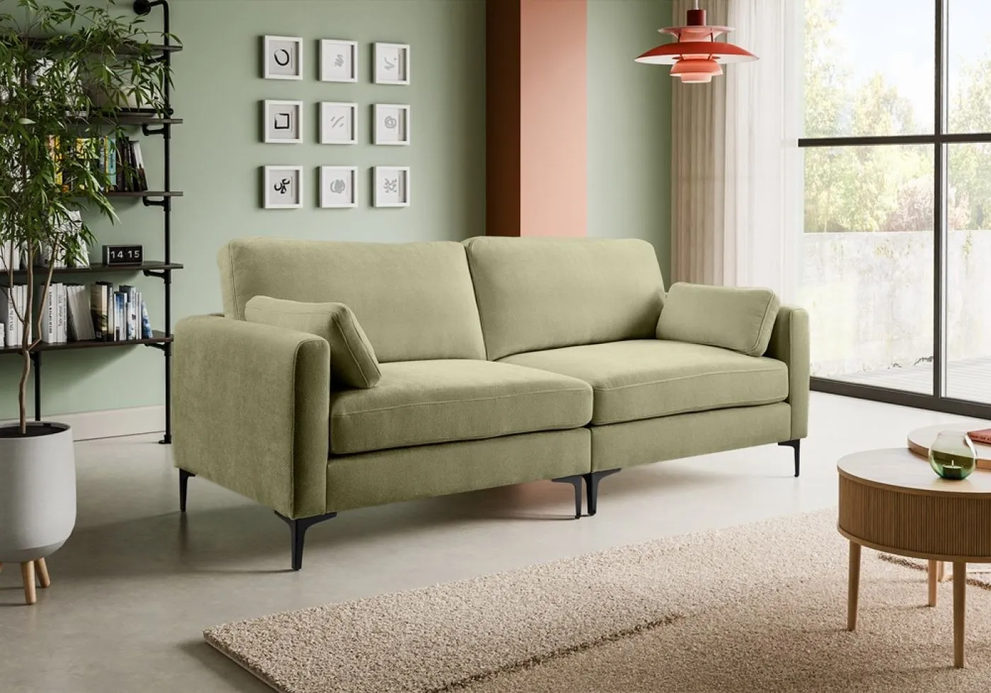3,5-Sitzer Polstersofa Venti | 225cm | Webstoff | grün
