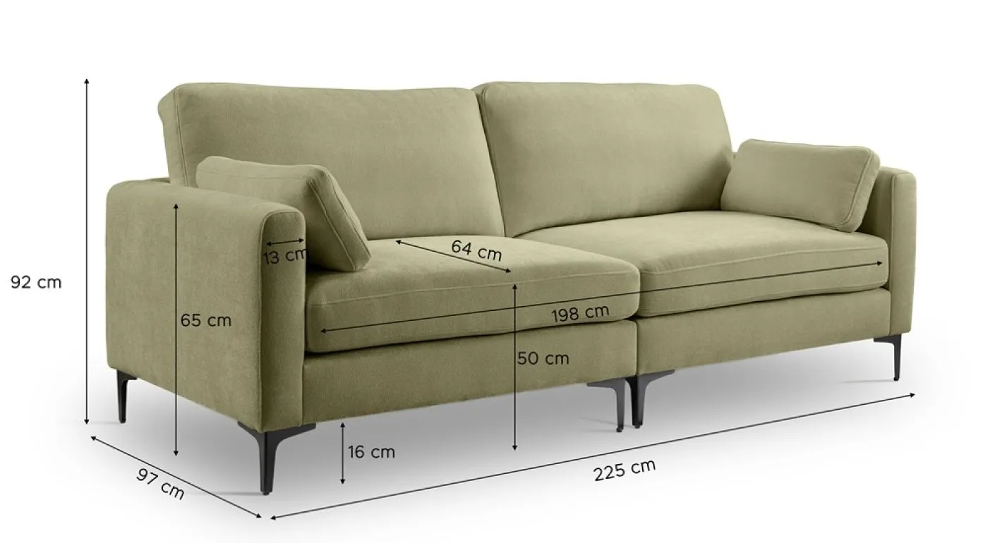 3,5-Sitzer Polstersofa Venti | 225cm | Webstoff | grün