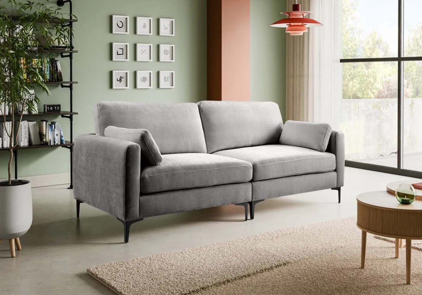 3,5-Sitzer Polstersofa Venti | 225cm | Webstoff | hellgrau