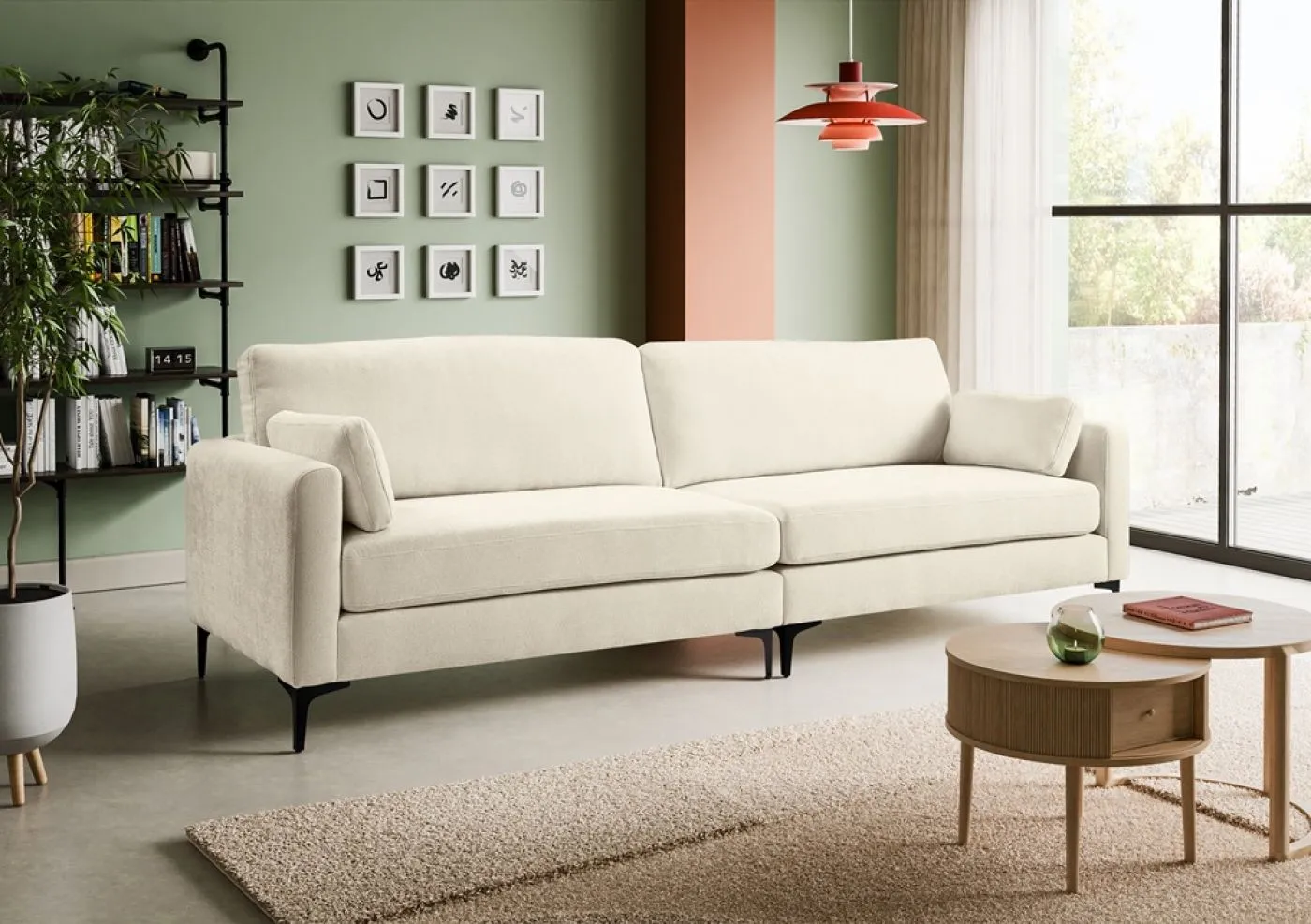 4-Sitzer Polstersofa Venti | 286cm | Webstoff | Creme
