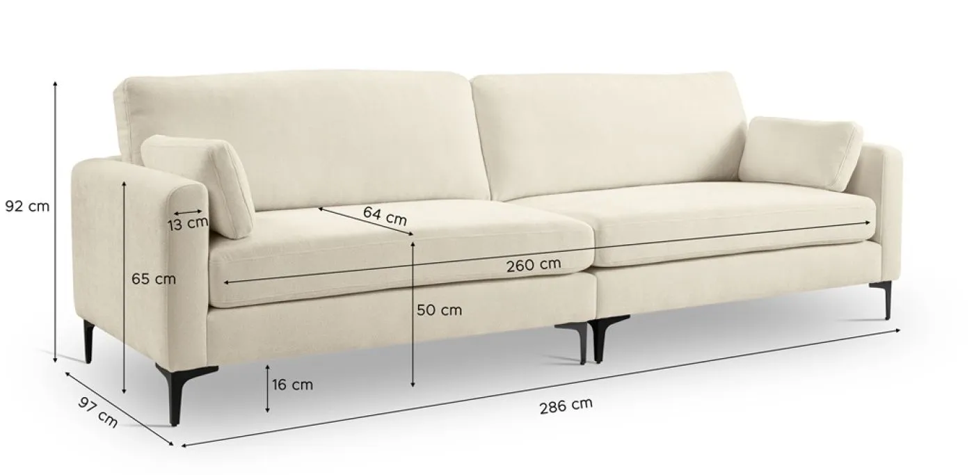 4-Sitzer Polstersofa Venti | 286cm | Webstoff | Creme