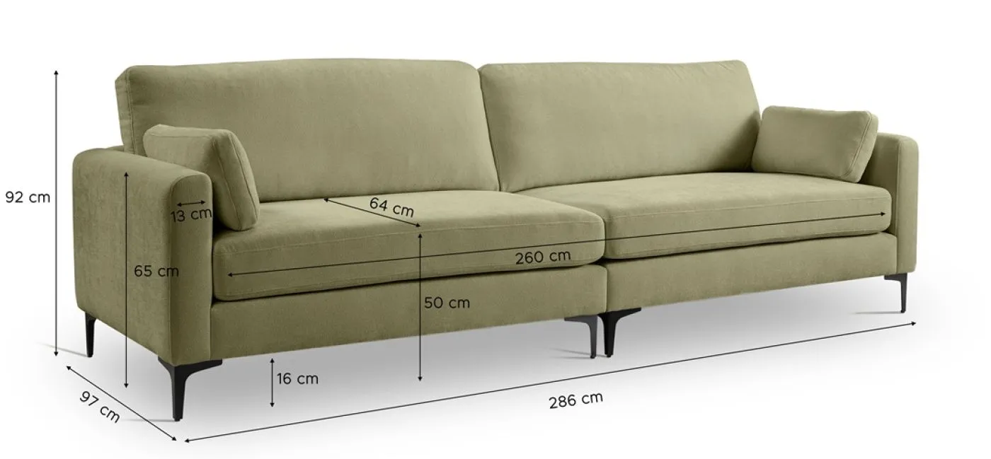 4-Sitzer Polstersofa Venti | 286cm | Webstoff | grün