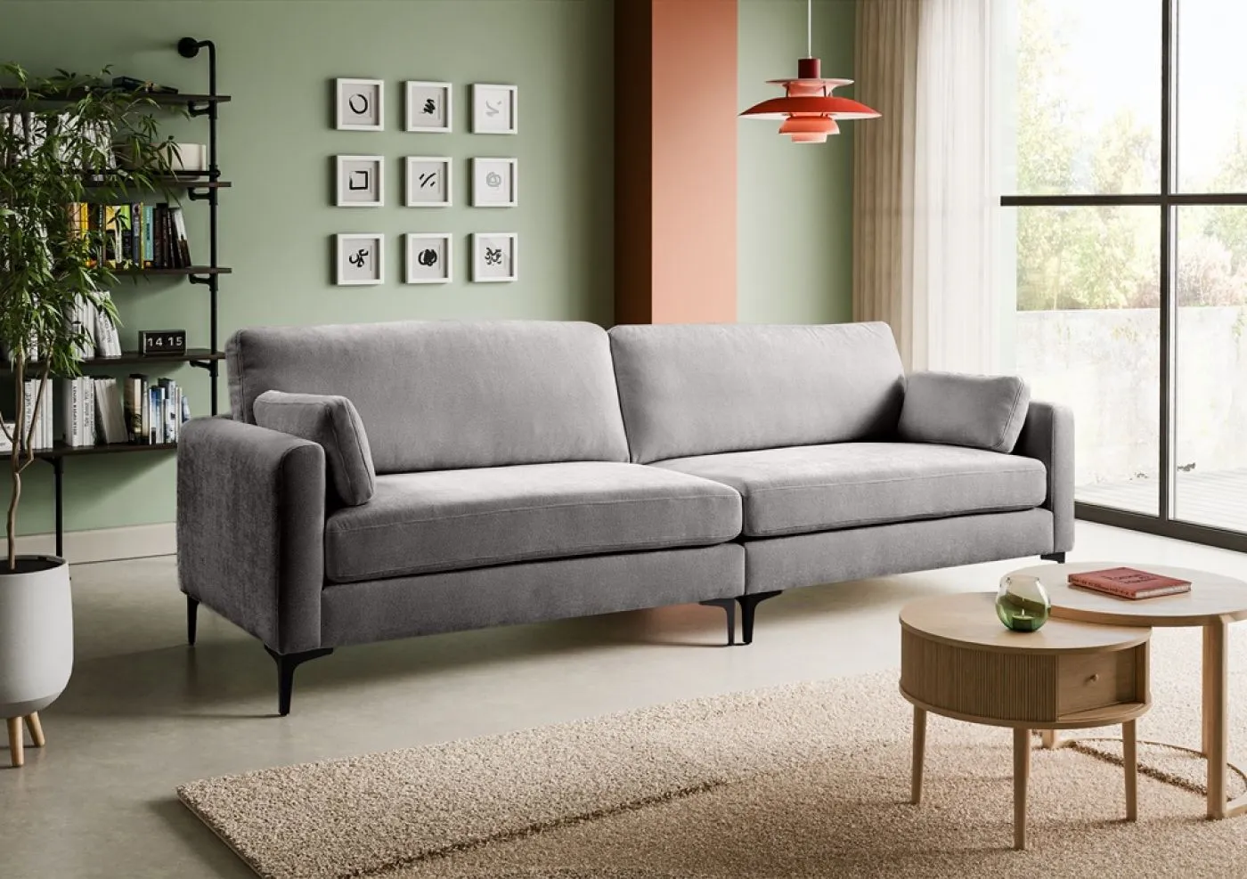 4-Sitzer Polstersofa Venti | 286cm | Webstoff | hellgrau