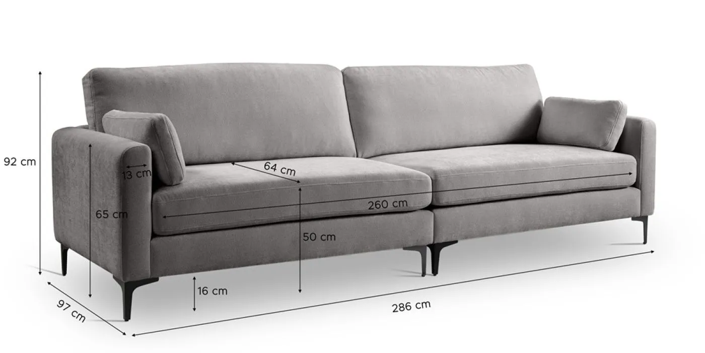 4-Sitzer Polstersofa Venti | 286cm | Webstoff | hellgrau