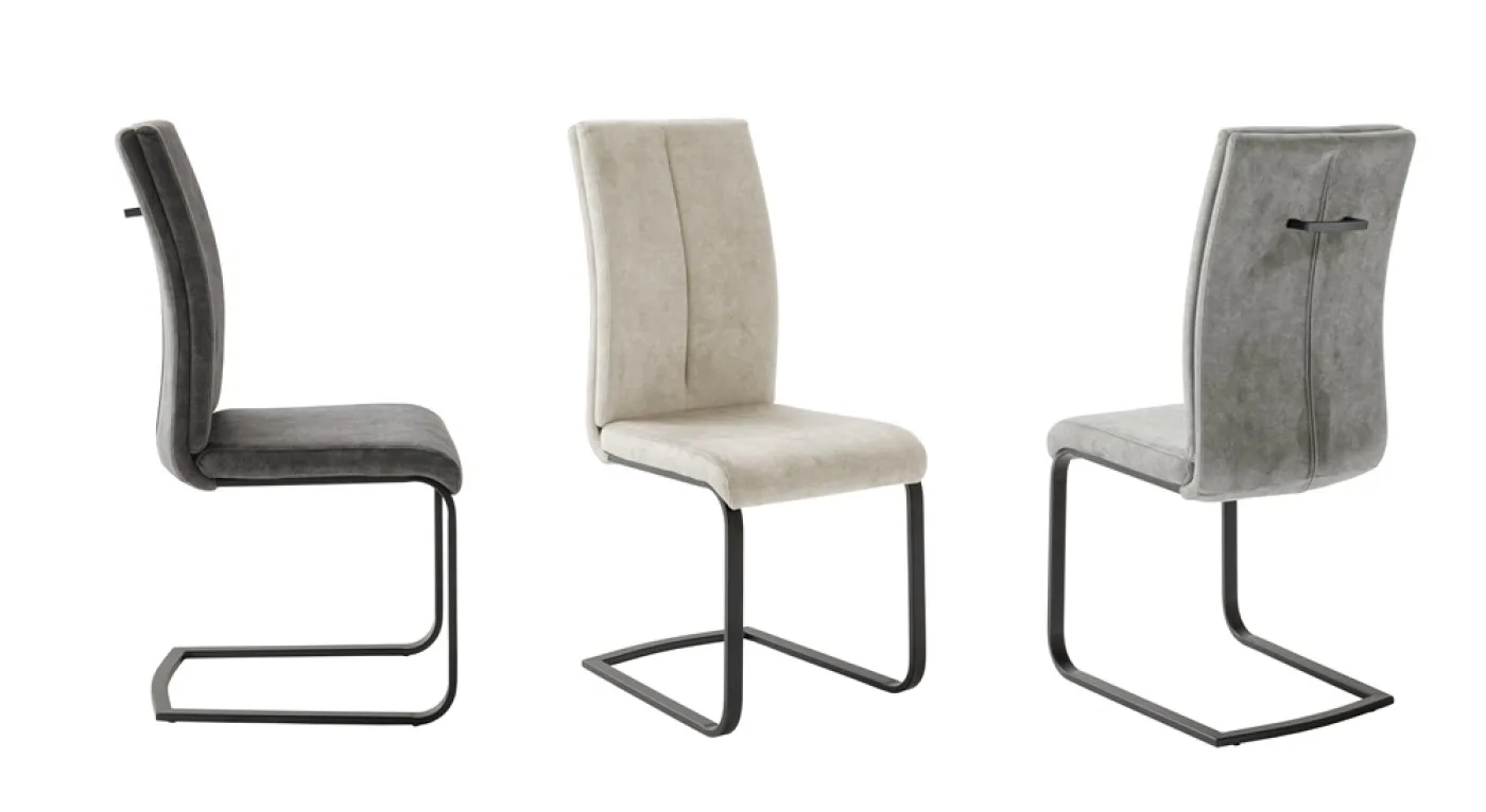 4er Set Freischwinger Stuhl Hudson | anthrazit / schwarz matt