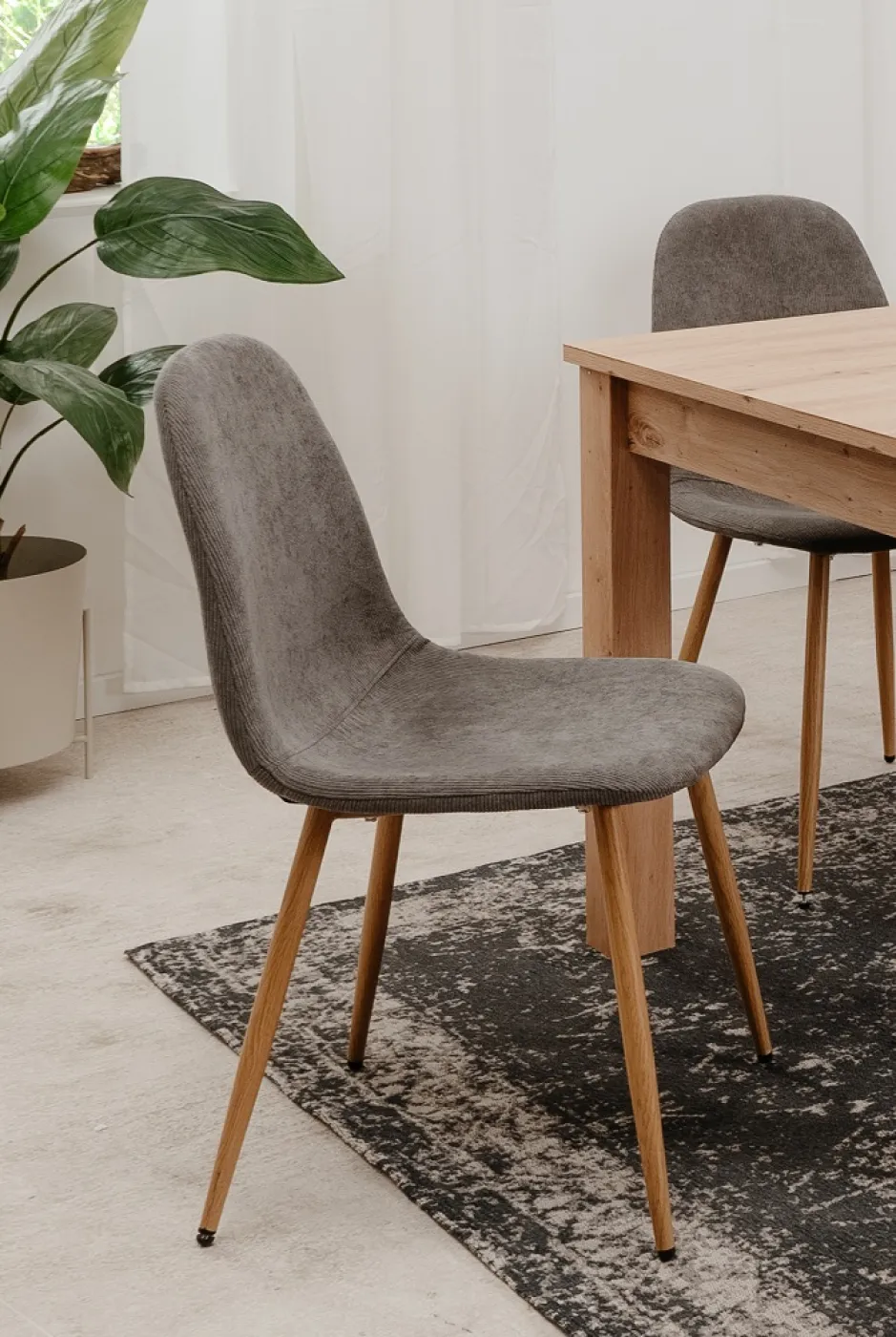 4er Set Stuhl Anya | braun / grau Cord