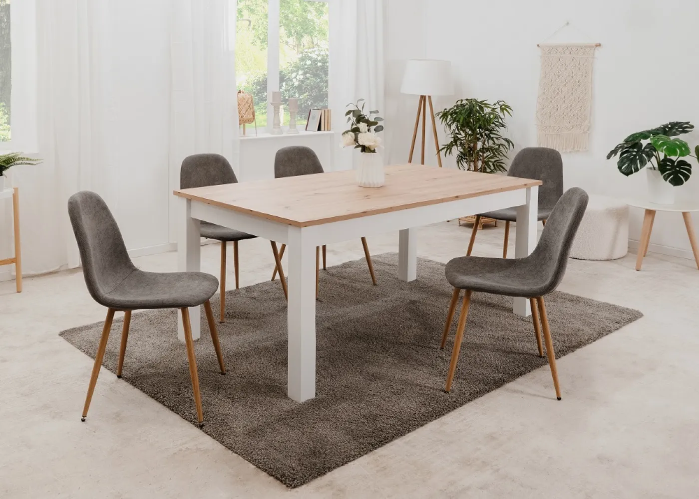 4er Set Stuhl Anya | braun / grau Cord