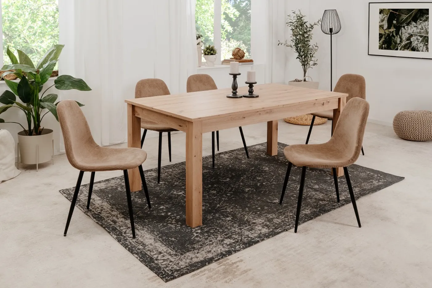 4er Set Stuhl Anya | Schwarz / braun Cord