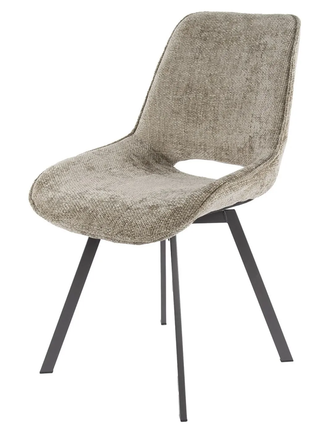 4er Set Stuhl Basi | drehbar | Chenille-Stoff | champagne