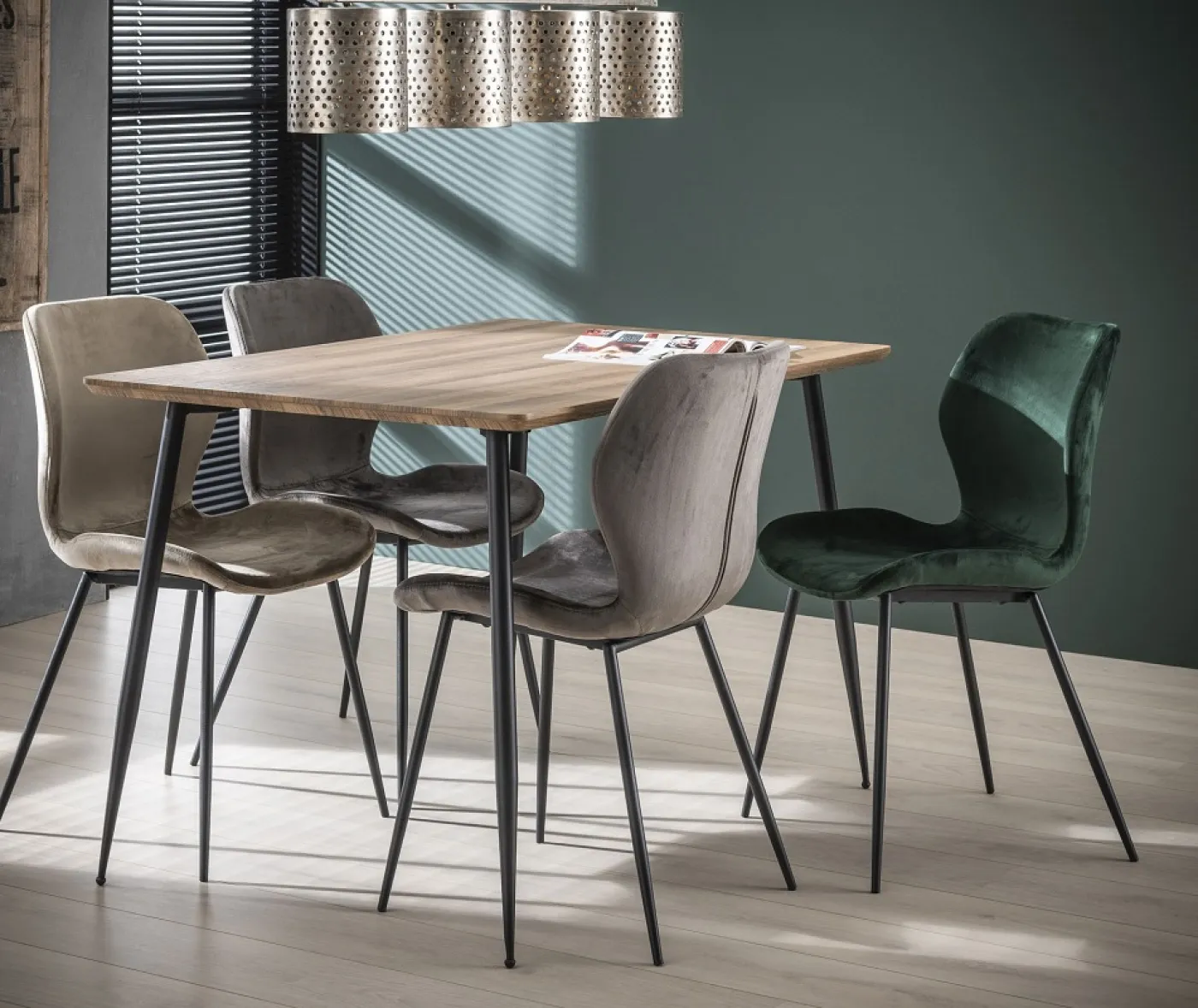 4er Set Stuhl Gonio Samt | anthrazit