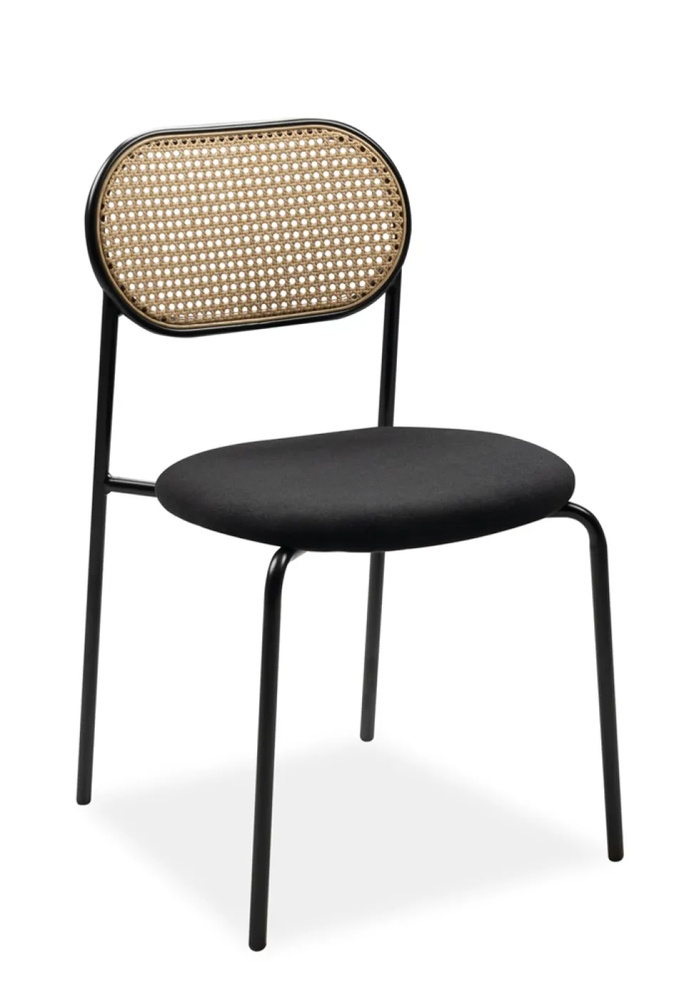 4er Set Stuhl Mozart Schwarz / Rattangeflecht