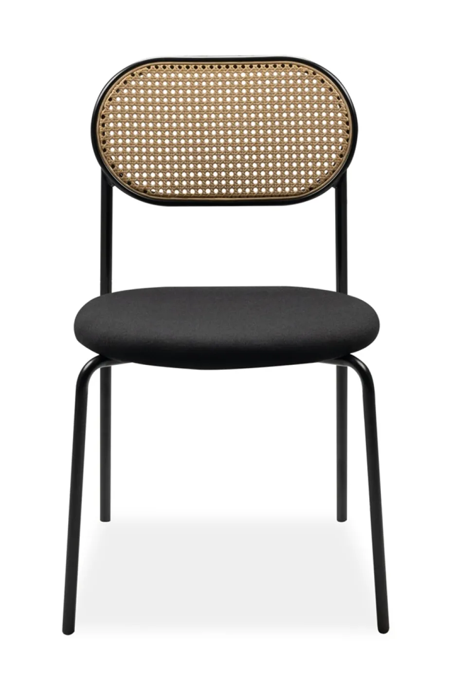 4er Set Stuhl Mozart Schwarz / Rattangeflecht