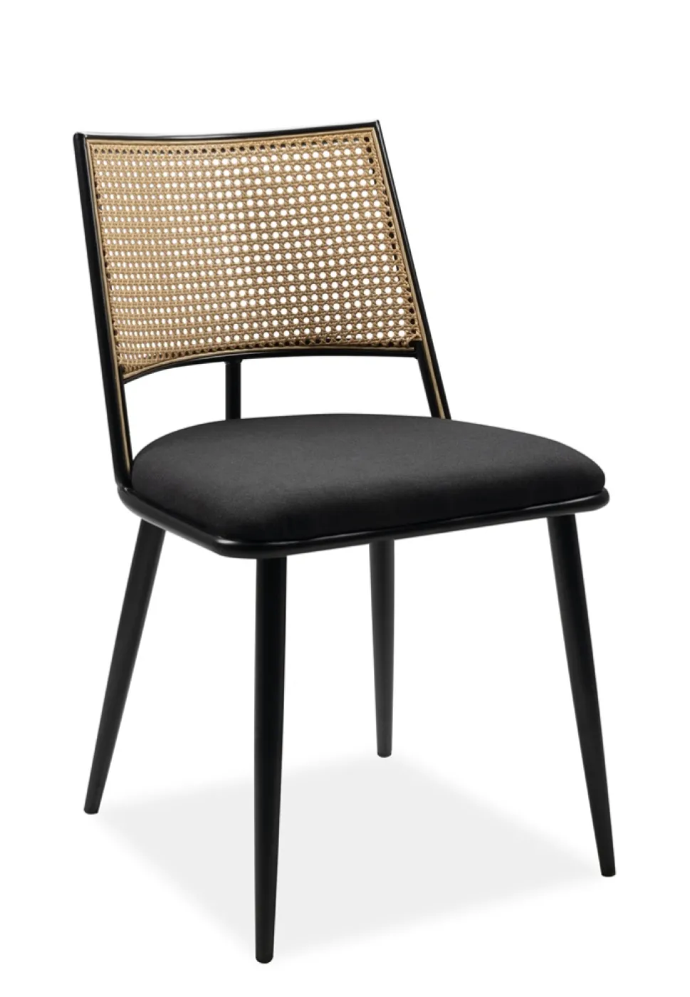 4er Set Stuhl Schiller Schwarz / Rattangeflecht