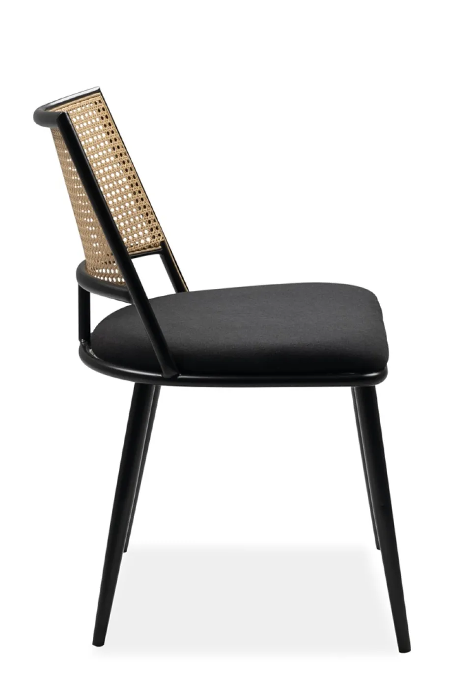 4er Set Stuhl Schiller Schwarz / Rattangeflecht