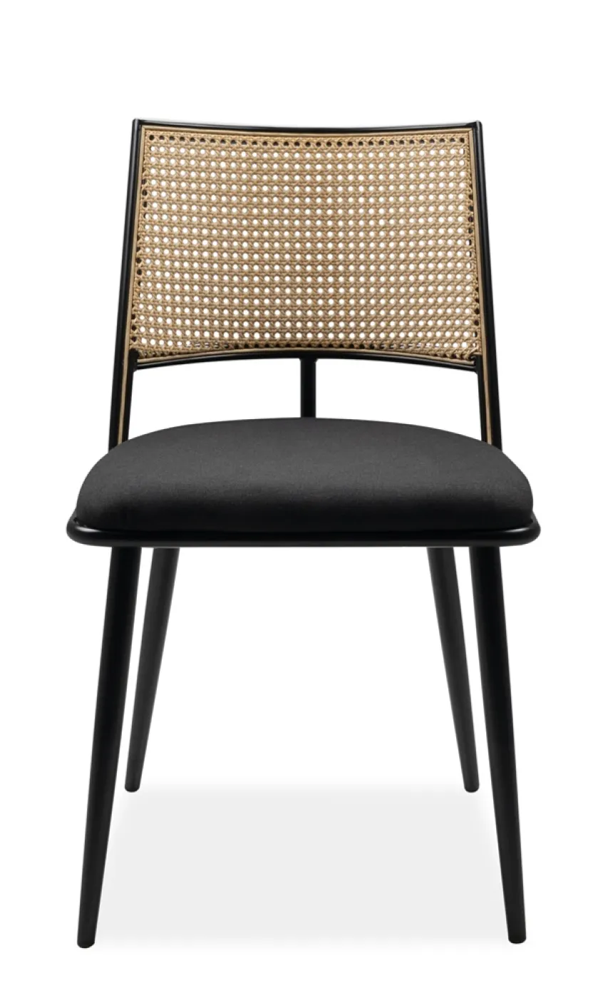 4er Set Stuhl Schiller Schwarz / Rattangeflecht