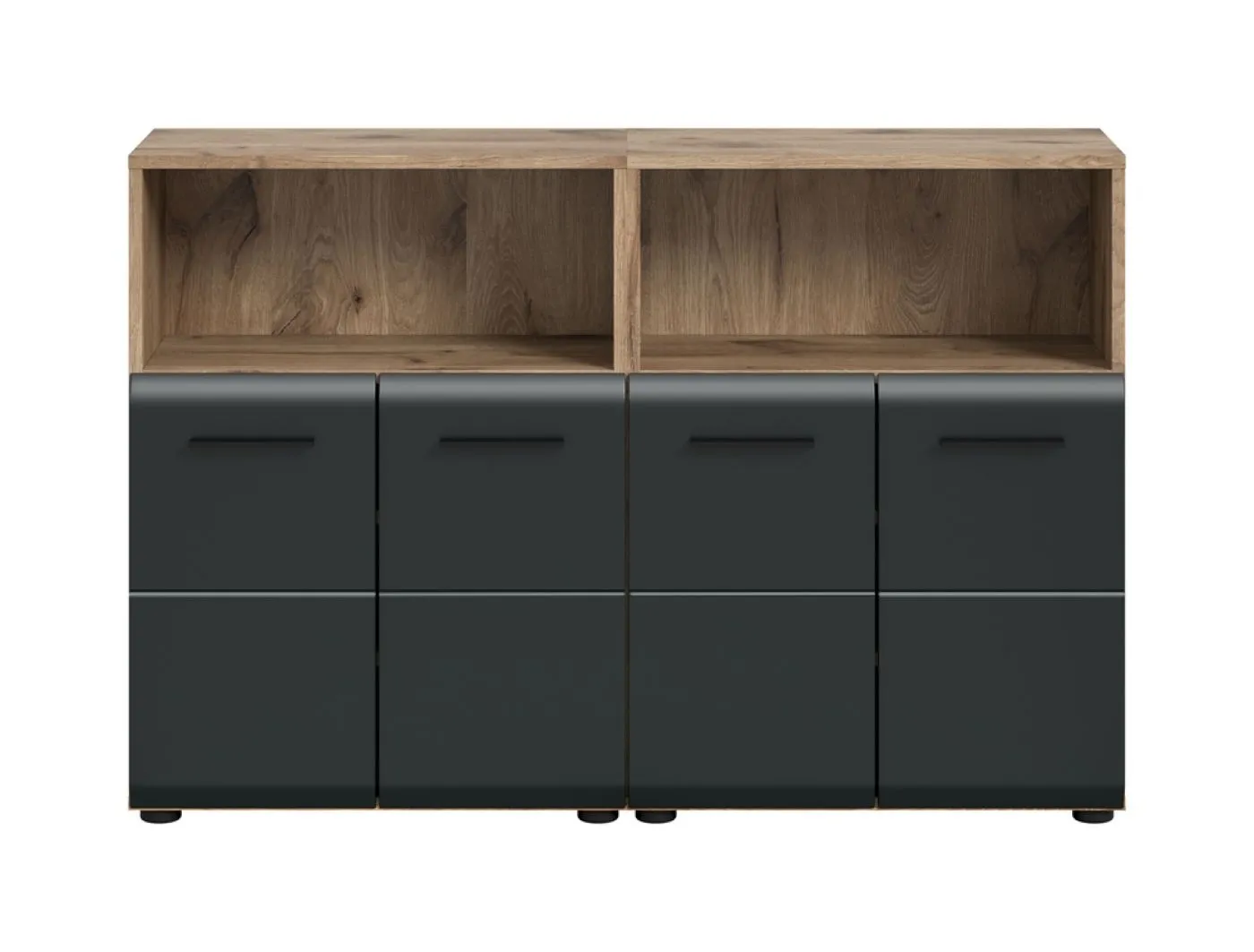 Bad Kommode Ice 3a | 2-teilig | Nox Oak / schwarz matt
