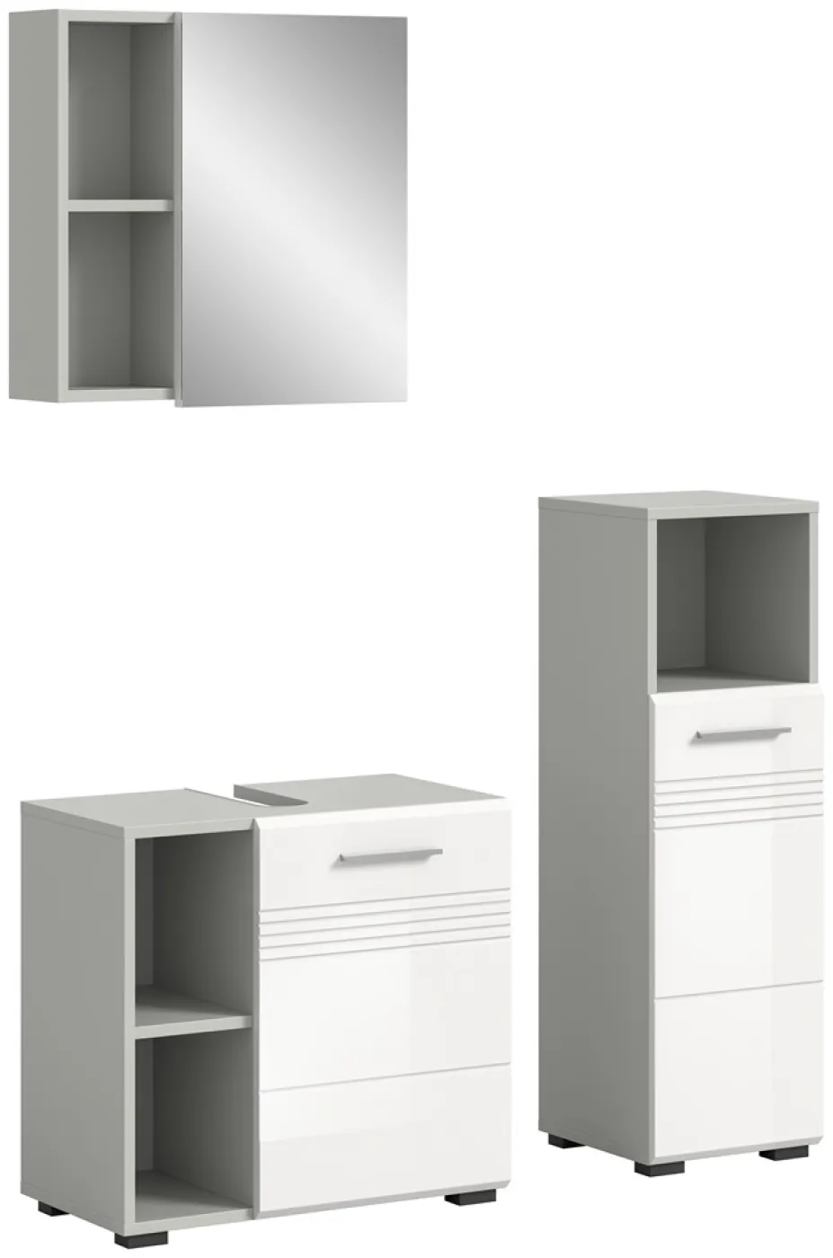 Bad Set Copa 1 | 3-teilig | hellgrau / weiß Hochglanz