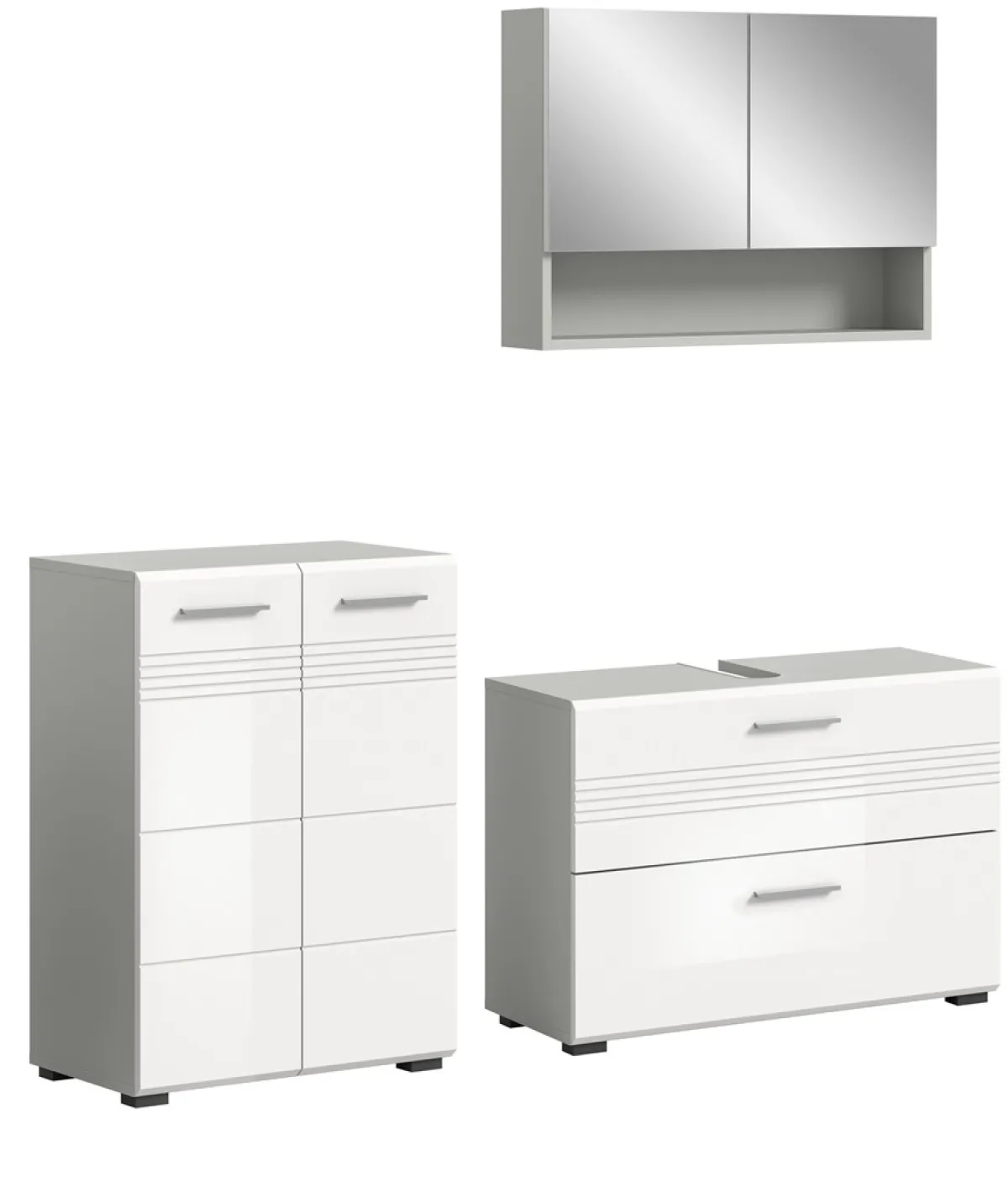 Bad Set Copa 3 | 3-teilig | hellgrau / weiß Hochglanz