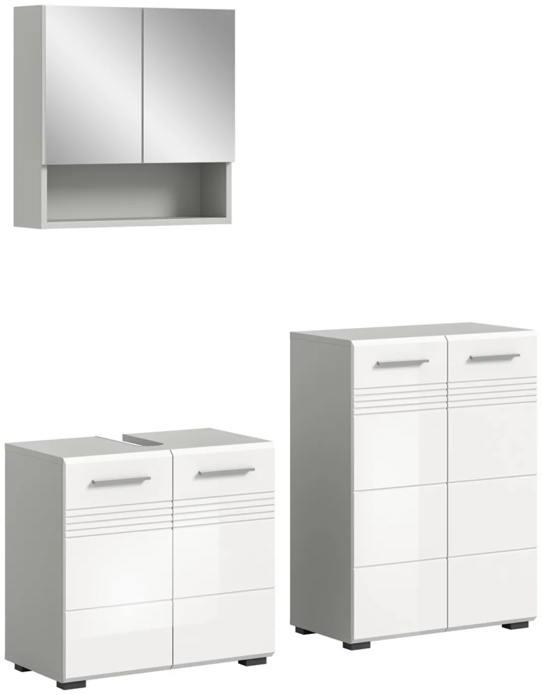 Bad Set Copa | 3-teilig | hellgrau / weiß Hochglanz