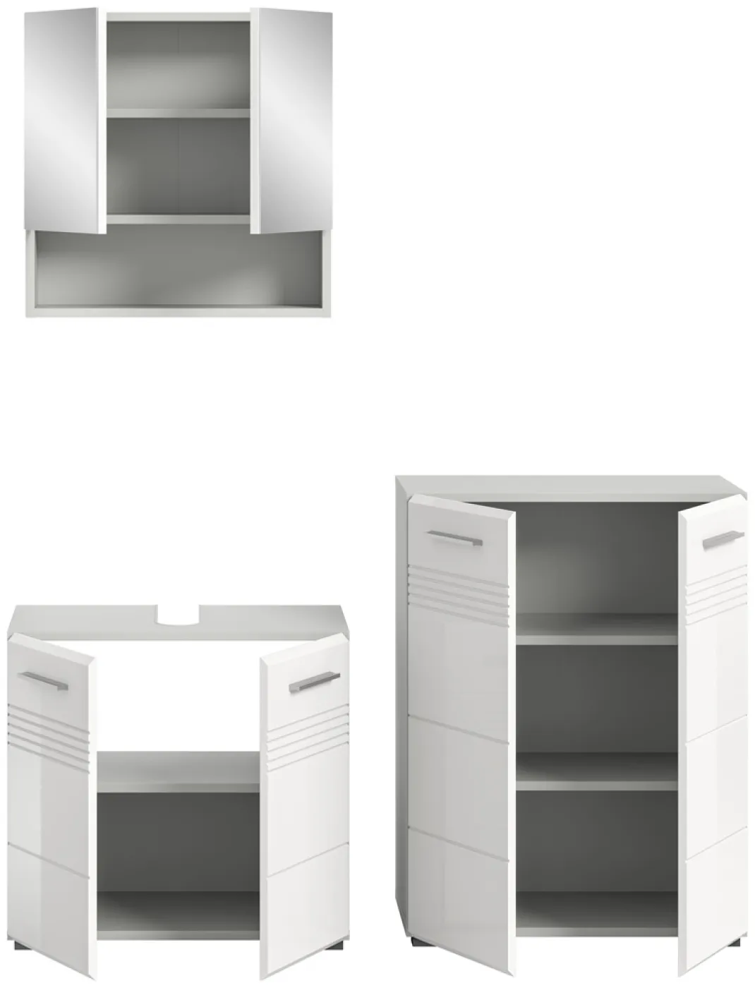 Bad Set Copa | 3-teilig | hellgrau / weiß Hochglanz