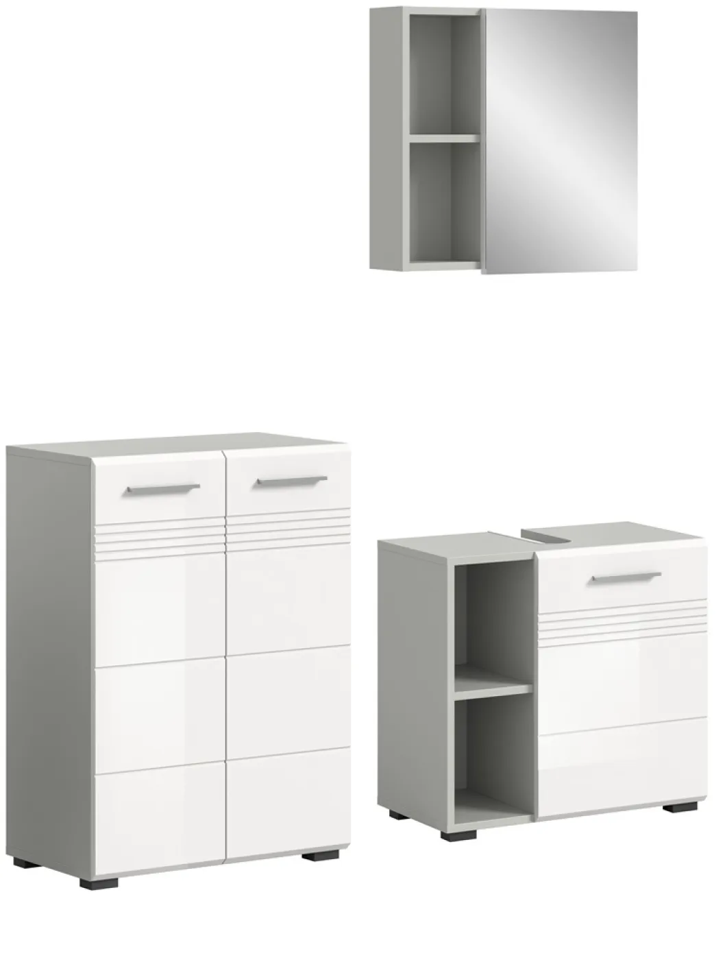 Bad Set Copa 4 | 3-teilig | hellgrau / weiß Hochglanz ohne Aufsatzleuchte