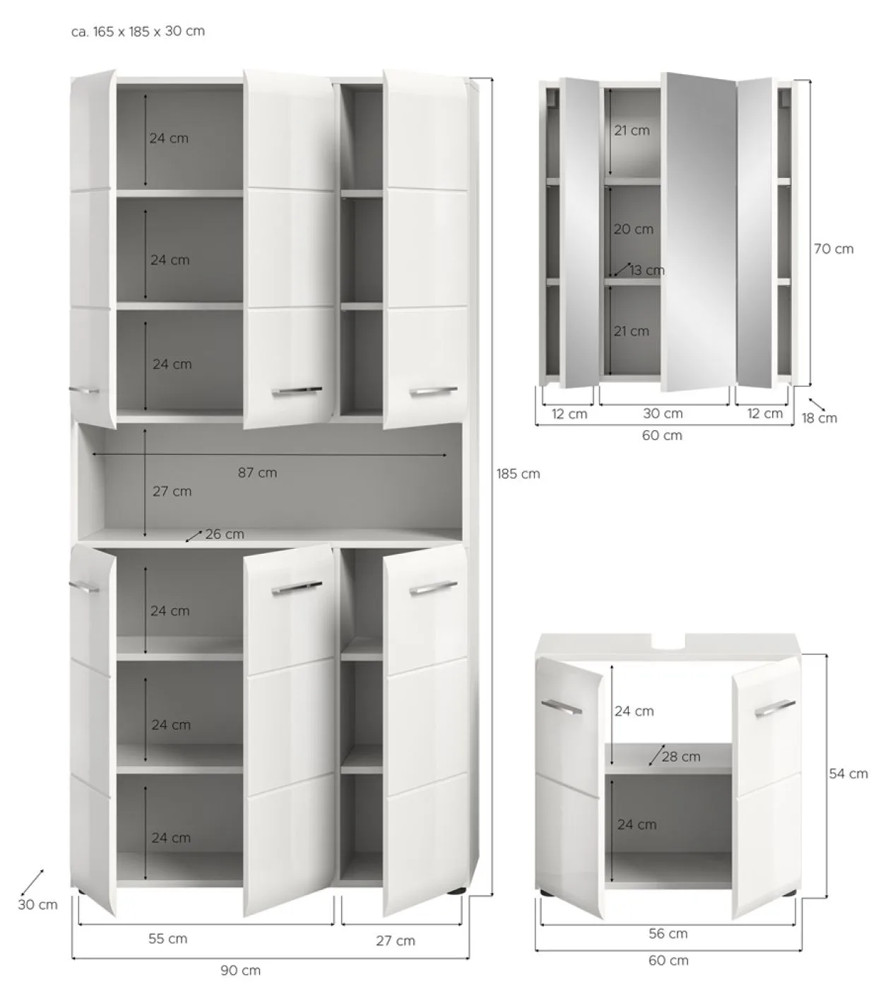 Bad Set Ice 10 | 3-teilig | weiß / weiß Hochglanz