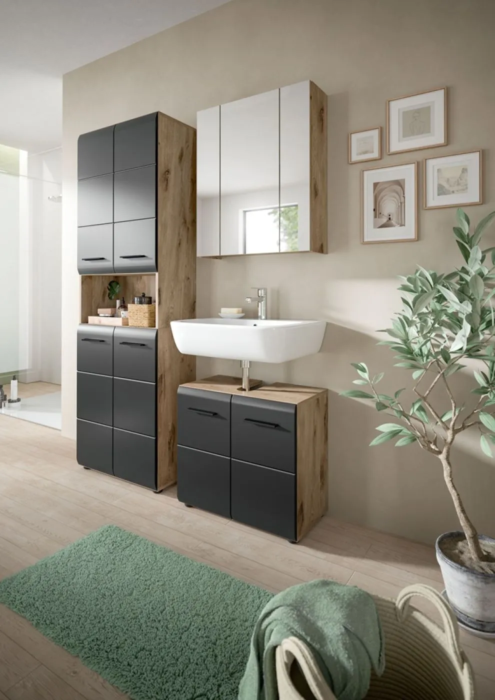 Bad Set Ice 1a | 3-teilig | Nox Oak / schwarz matt