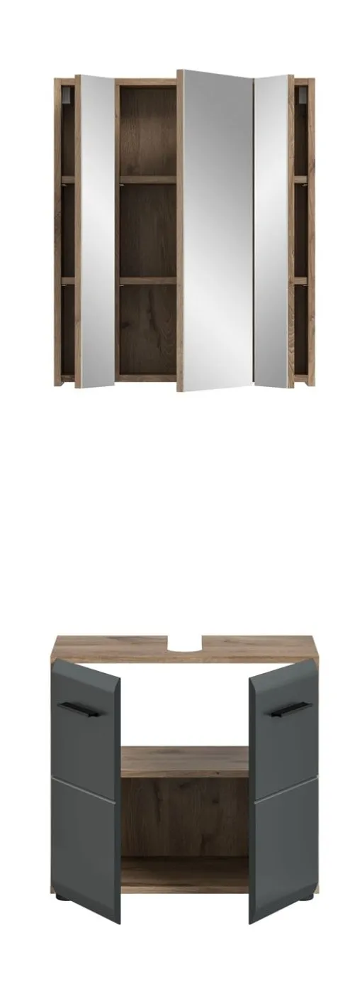 Bad Set Ice 2 | 2-teilig | Nox Oak / schwarz matt ohne