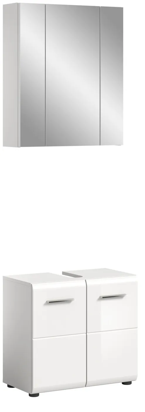 Bad Set Ice 2 | 2-teilig | weiß / weiß Hochglanz | mit Aufsatzleuchte