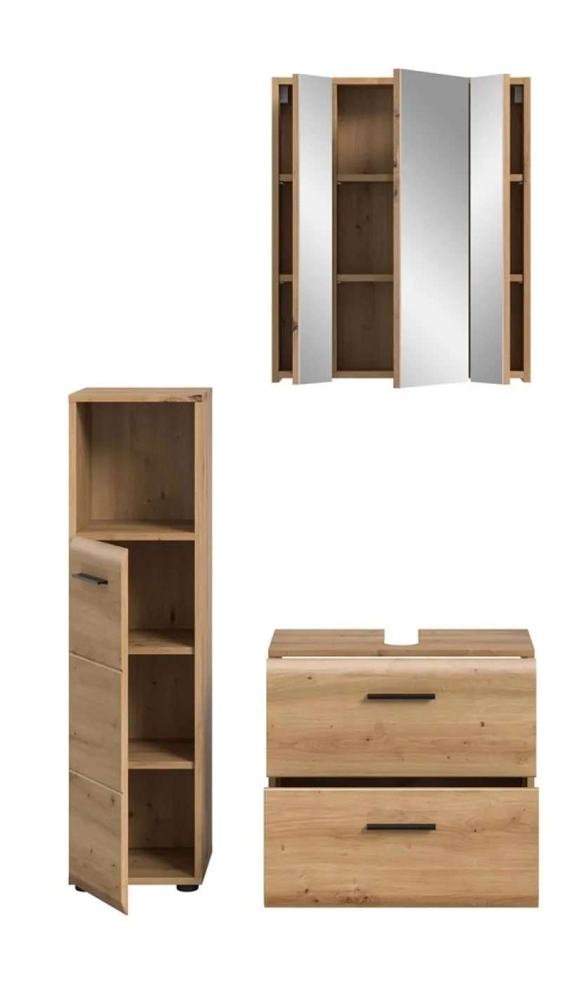 Bad Set Ice 2 | 3-teilig | Artisan Oak mit Badaufsatzleuchte