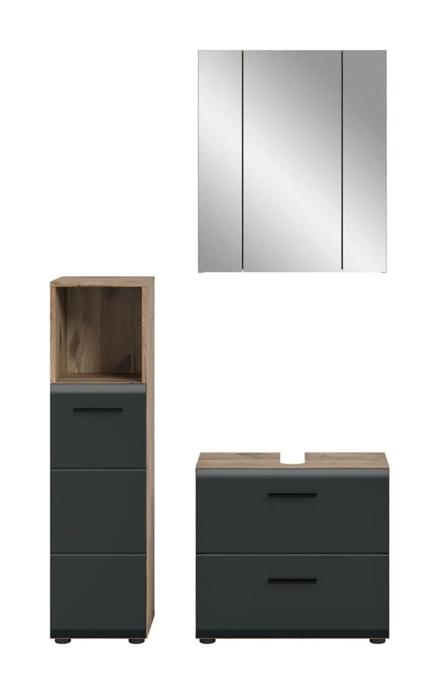 Bad Set Ice 2 | 3-teilig | Nox Oak / schwarz matt ohne