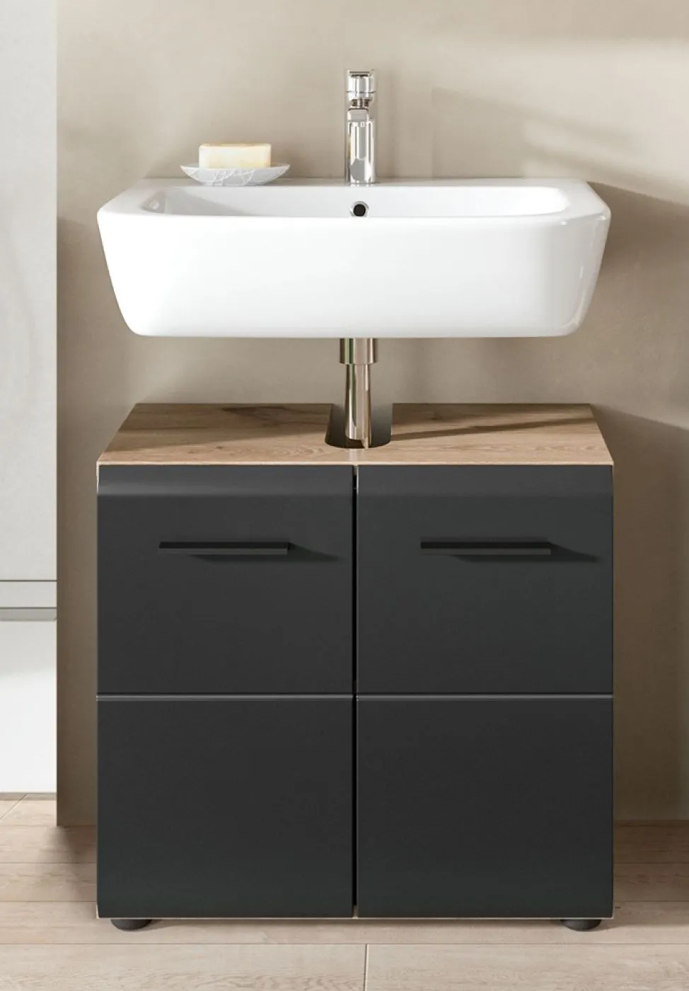 Bad Set Ice 2 | 4-teilig | Nox Oak / schwarz matt ohne