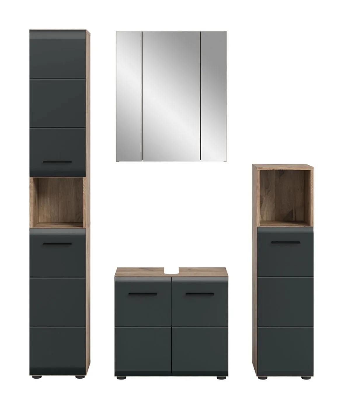 Bad Set Ice 2 | 4-teilig | Nox Oak / schwarz matt ohne