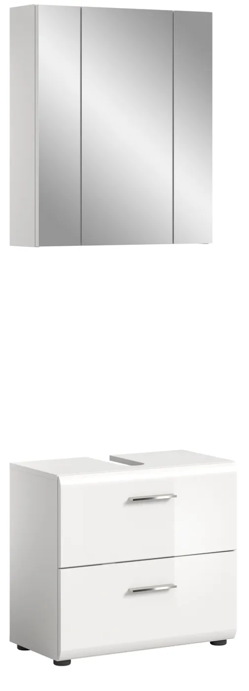 Bad Set Ice 9 | 2-teilig | weiß / weiß Hochglanz | ohne Aufsatzleuchte