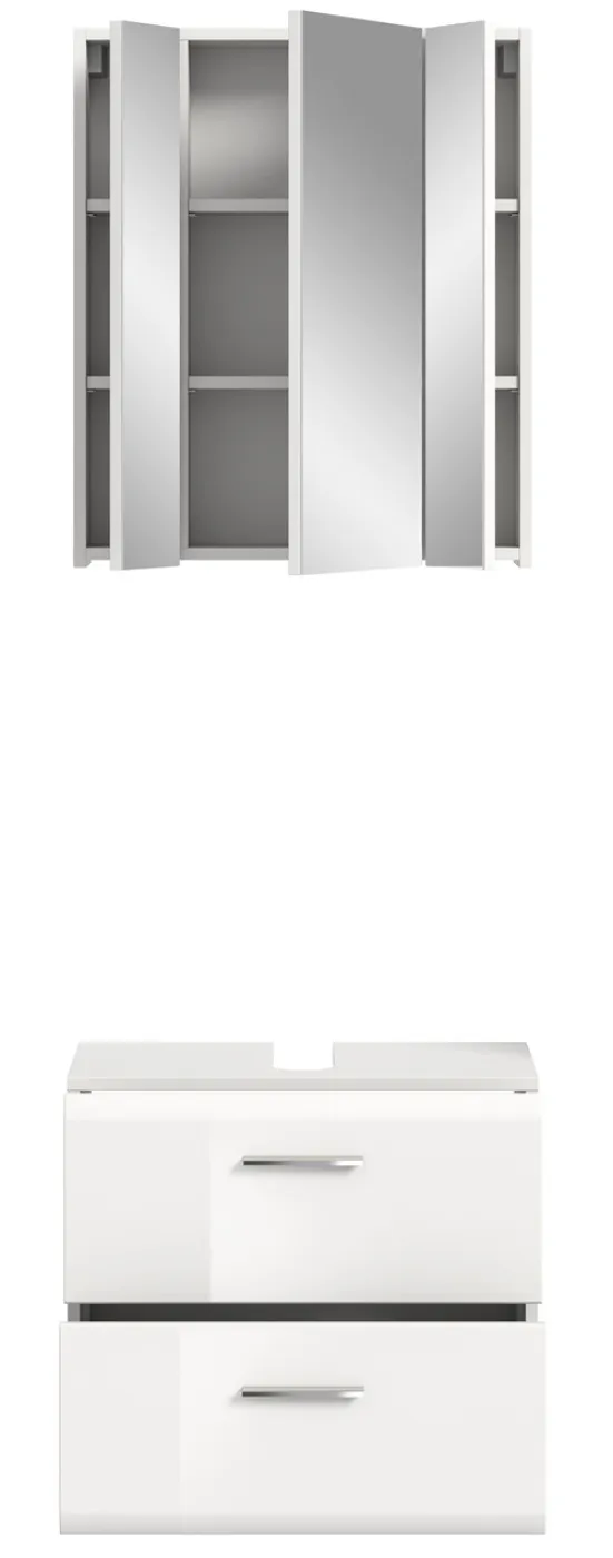 Bad Set Ice 9 | 2-teilig | weiß / weiß Hochglanz | ohne Aufsatzleuchte