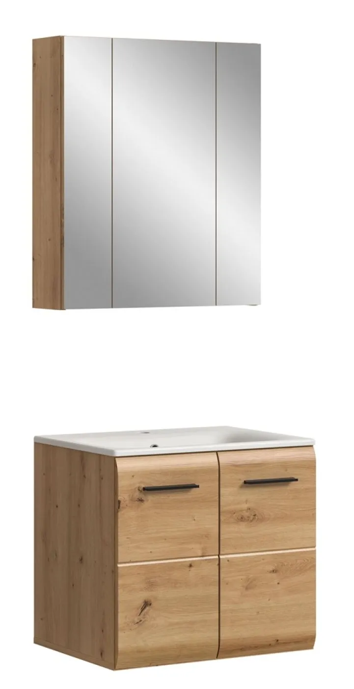 Bad Set Ice 3 | 2-teilig | Artisan Oak | inkl. Waschbecken mit Aufsatzleuchte