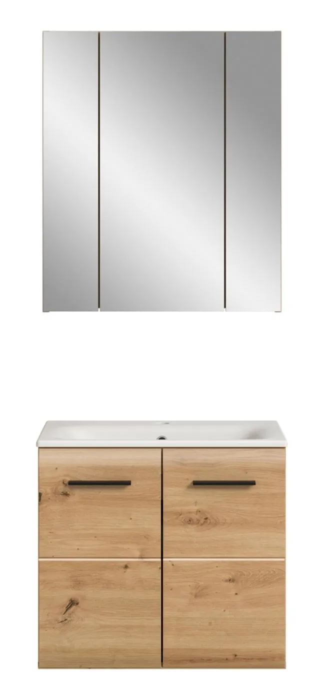 Bad Set Ice 3 | 2-teilig | Artisan Oak | inkl. Waschbecken mit Aufsatzleuchte