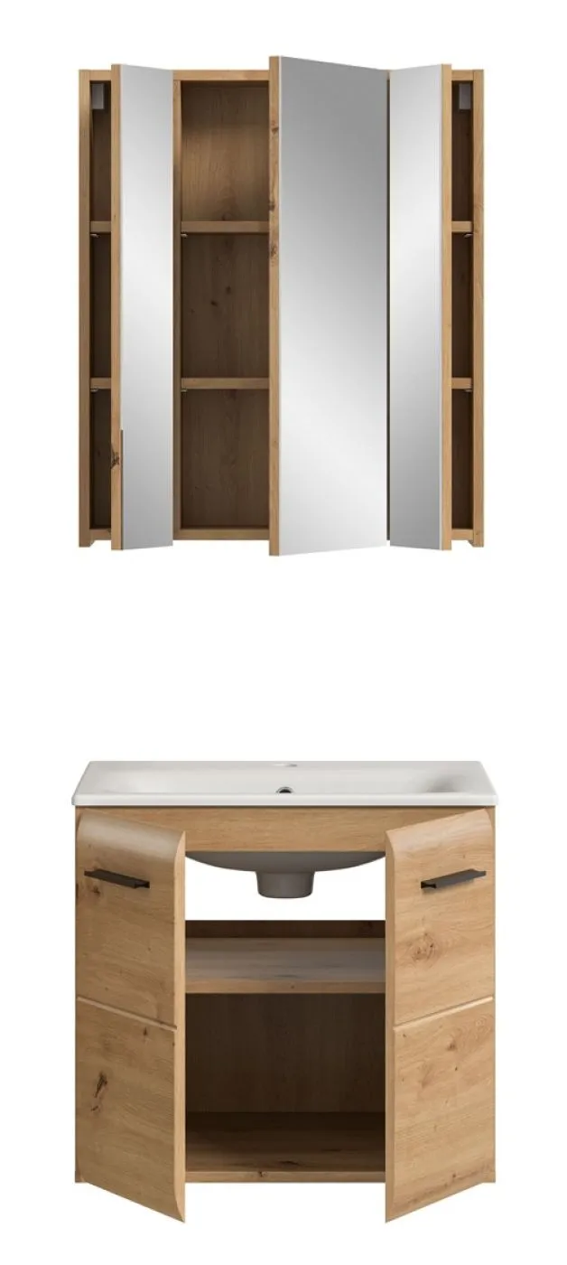 Bad Set Ice 3 | 2-teilig | Artisan Oak | inkl. Waschbecken mit Aufsatzleuchte