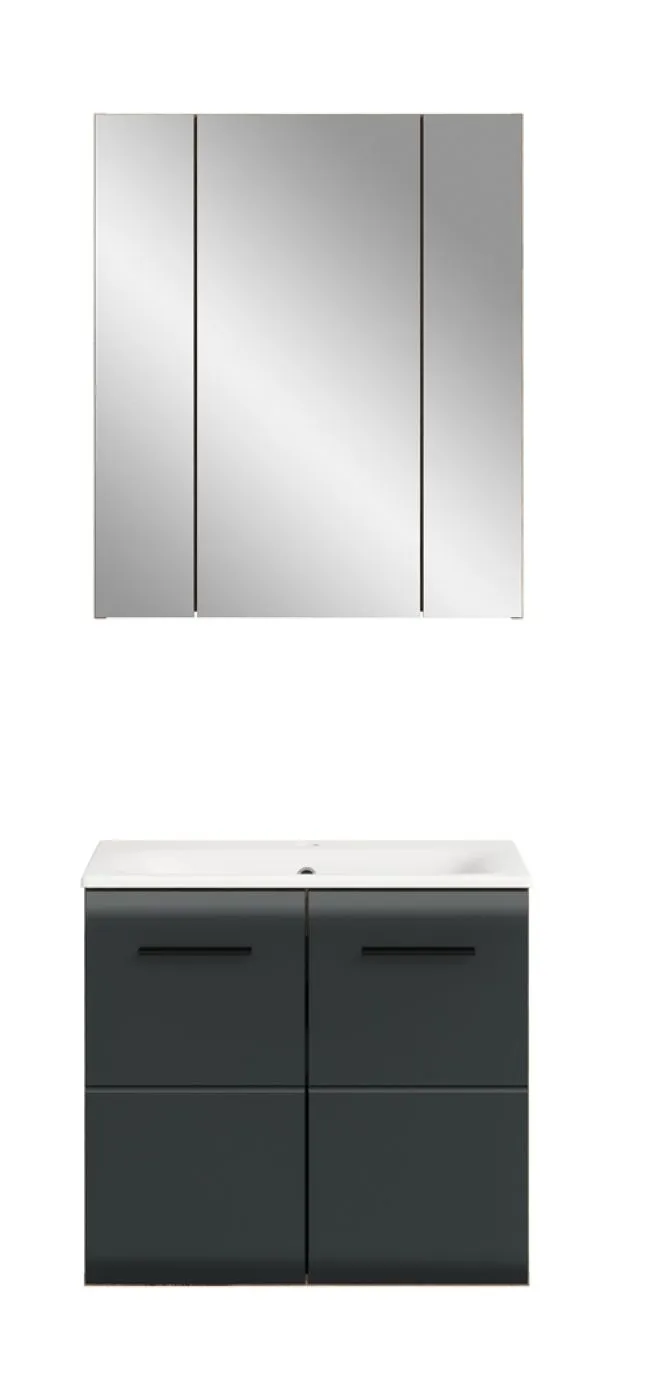 Bad Set Ice 3 | 2-teilig | Nox Oak / schwarz matt | mit Aufsatzleuchte