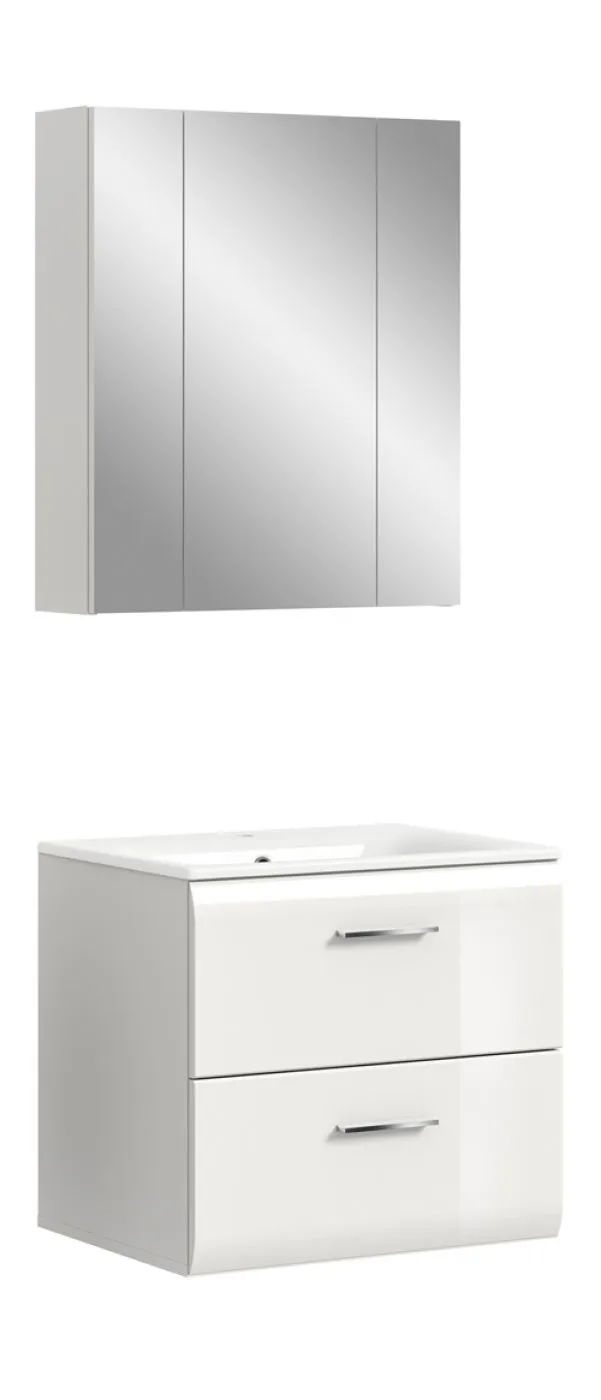 Bad Set Ice 3 | 2-teilig | weiß / weiß Hochglanz | inkl. Waschbecken