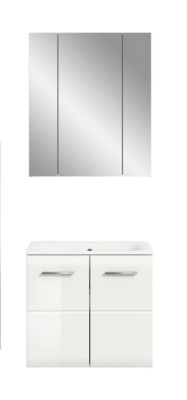Bad Set Ice 3 | 2-teilig | weiß / weiß Hochglanz | inkl. Waschbecken ohne Aufsatzleuchte