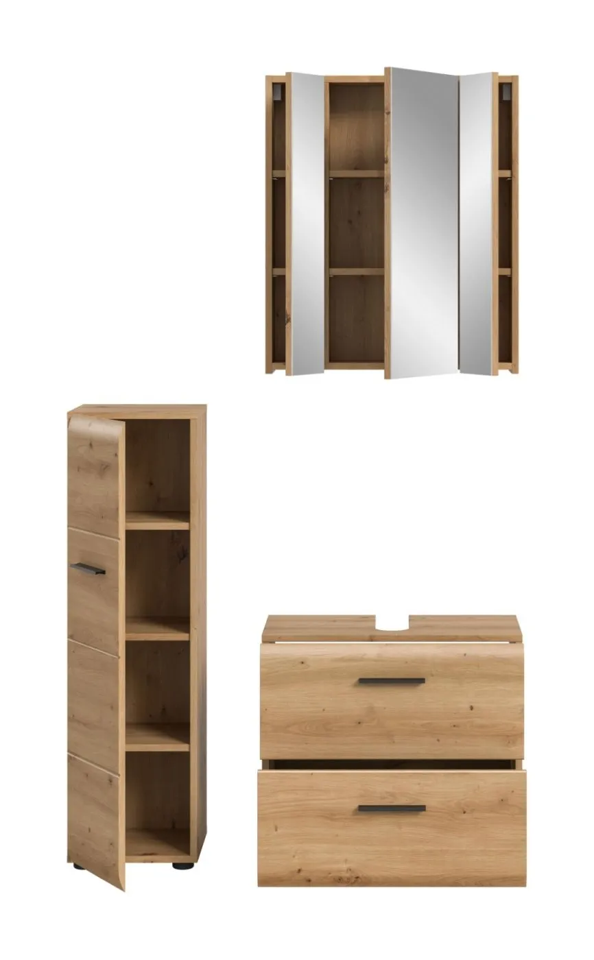 Bad Set Ice 3 | 3-teilig | Artisan Oak mit Badaufsatzleuchte 1