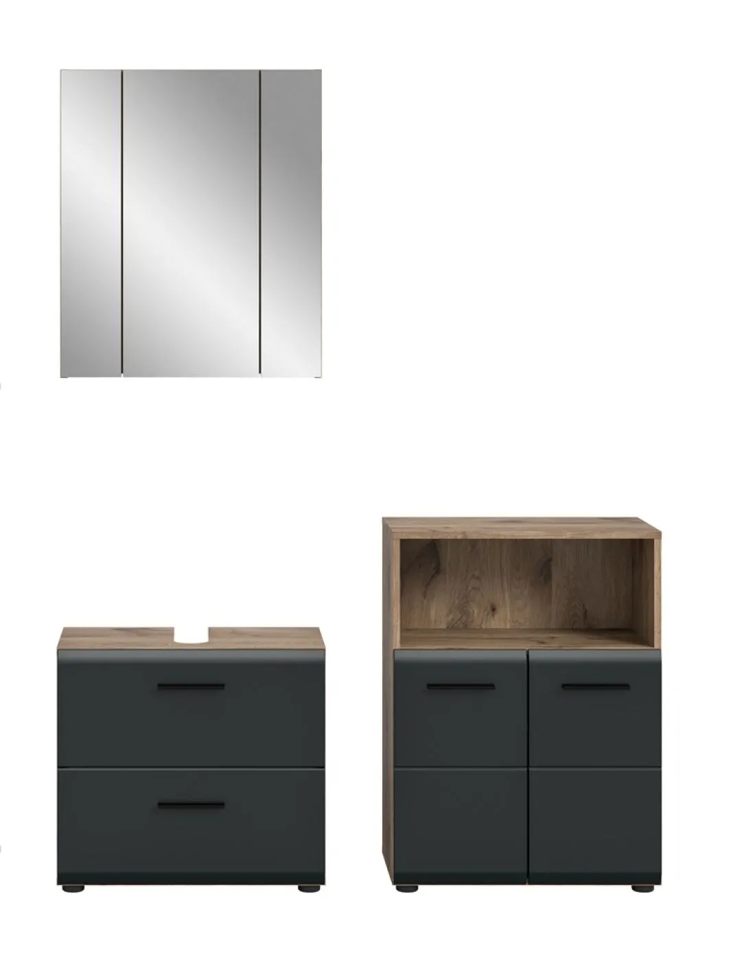 Bad Set Ice 3 | 3-teilig | Nox Oak / schwarz matt ohne 1