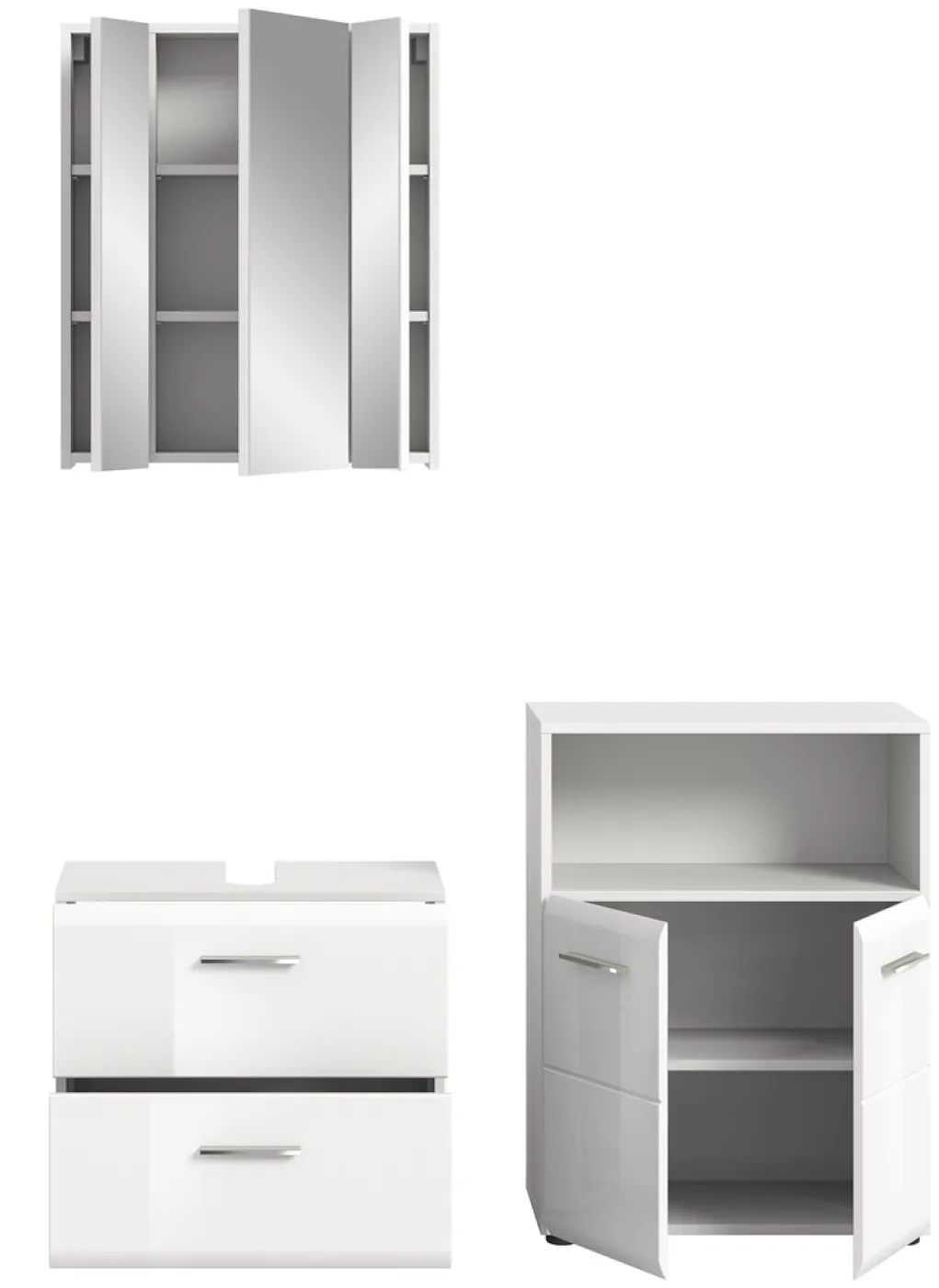 Bad Set Ice 3 | 3-teilig | weiß / weiß Hochglanz