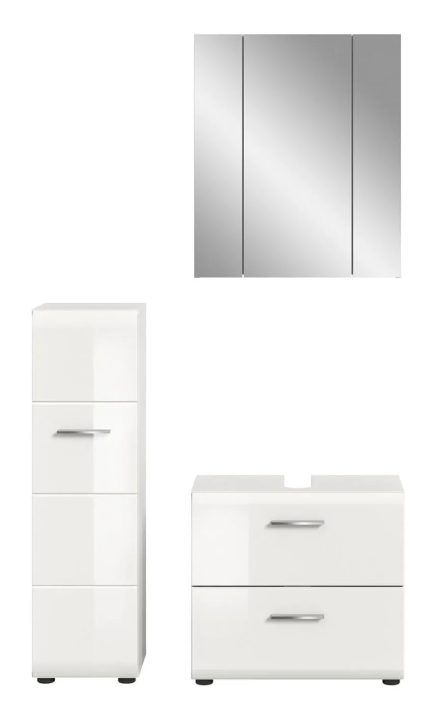 Bad Set Ice 3 | 3-teilig | weiß / weiß Hochglanz ohne Badaufsatzleuchte