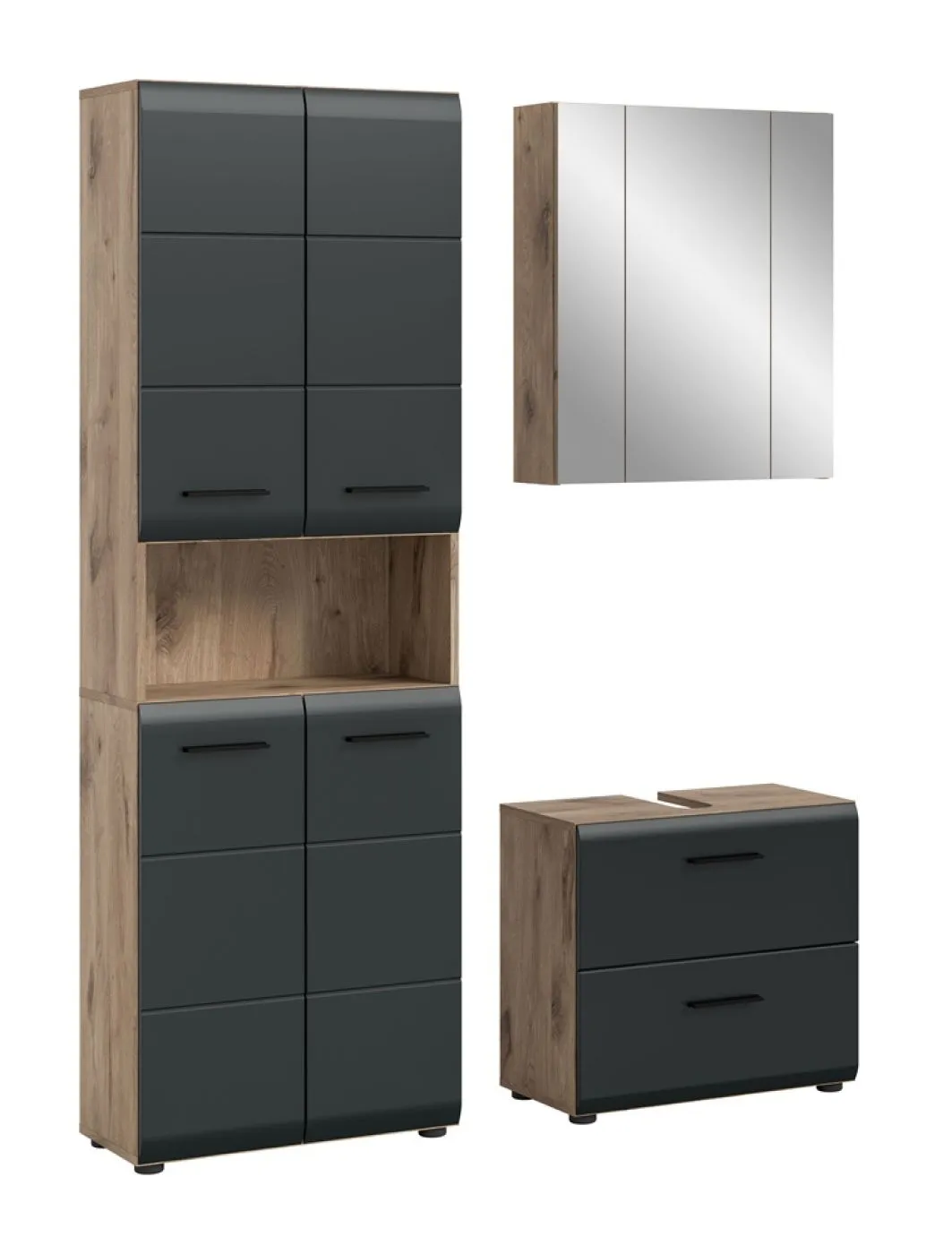 Bad Set Ice | 3-teilig | Nox Oak / schwarz matt ohne